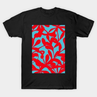 Beautiful Stylized Red Flowers on Blue Background, for all those who love nature #215 T-Shirt